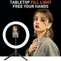 HKM-554259 10 Inch Metal Desktop Bracket Fill Light with Remote Control - 3 Light Modes & 10 Brightness Levels