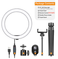 HKM-554259 10 Inch Metal Desktop Bracket Fill Light with Remote Control - 3 Light Modes & 10 Brightness Levels