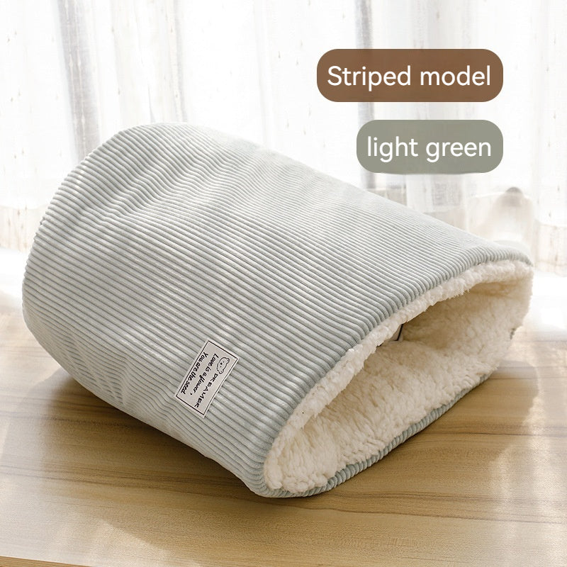 HKM-5542845 Cotton Velvet Cat Nest in Round Large Barrel Design - Soft and Cozy for Cats