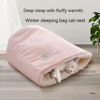 HKM-5542845 Cotton Velvet Cat Nest in Round Large Barrel Design - Soft and Cozy for Cats