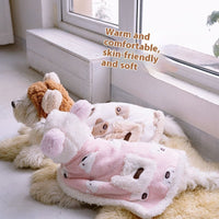 HKM-5543357 Warm Coral Fleece Dog Cloak in Brown and Pink for Small to Medium Pets