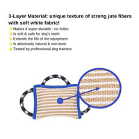 HKM-5543613 Durable Tear-Resistant Jute Bite Pillow with 3 Handles for Dog Training