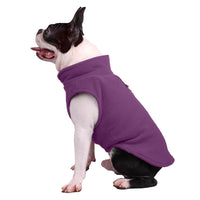 HKM-5543869 Fluffy Polar Fleece Dog Hoodie - Warm Solid Color Sweater for Small to Medium Dogs
