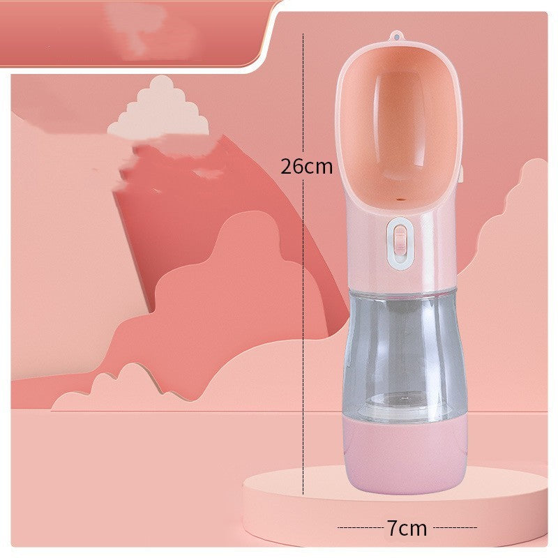 HKM-5544637 Portable Dog Water Bottle and Bowl with High-Temperature Resistant Plastic, 458ml Capacity, Easy to Clean and Use, Available in Four Colors