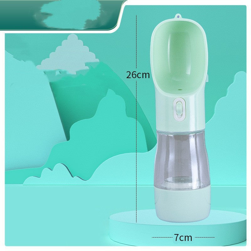 HKM-5544637 Portable Dog Water Bottle and Bowl with High-Temperature Resistant Plastic, 458ml Capacity, Easy to Clean and Use, Available in Four Colors