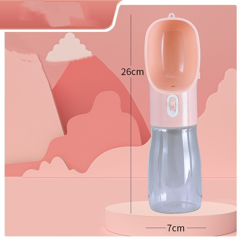 HKM-5544637 Portable Dog Water Bottle and Bowl with High-Temperature Resistant Plastic, 458ml Capacity, Easy to Clean and Use, Available in Four Colors