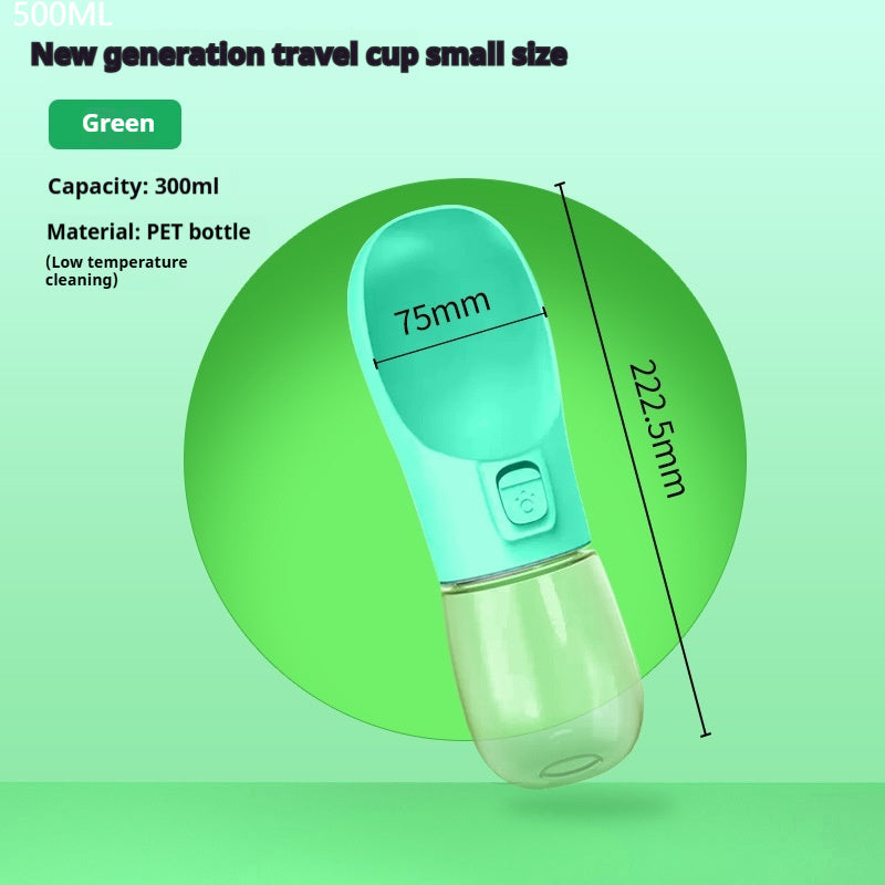 HKM-5544637 Portable Dog Water Bottle and Bowl with High-Temperature Resistant Plastic, 458ml Capacity, Easy to Clean and Use, Available in Four Colors