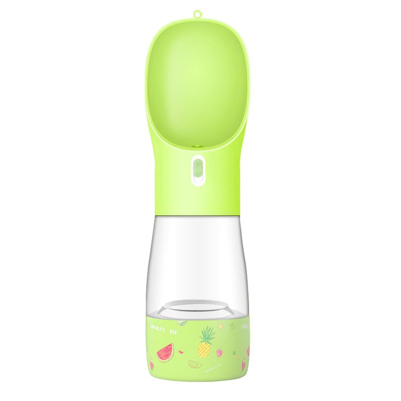 HKM-5544637 Portable Dog Water Bottle and Bowl with High-Temperature Resistant Plastic, 458ml Capacity, Easy to Clean and Use, Available in Four Colors