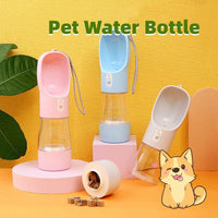 HKM-5544637 Portable Dog Water Bottle and Bowl with High-Temperature Resistant Plastic, 458ml Capacity, Easy to Clean and Use, Available in Four Colors