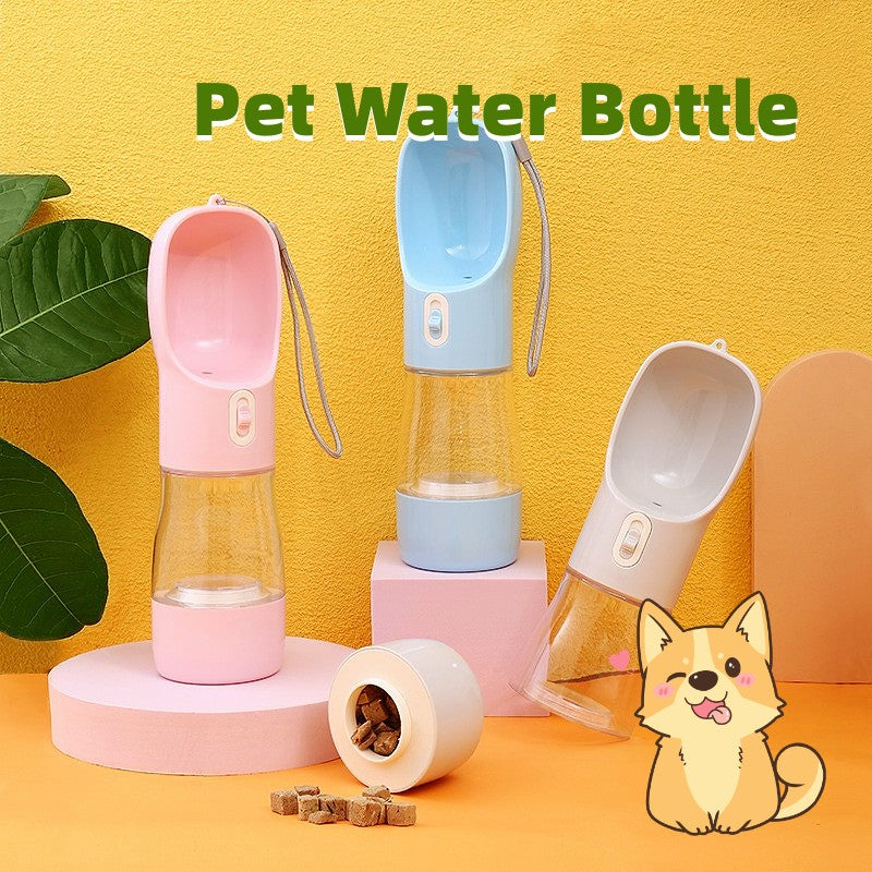 HKM-5544637 Portable Dog Water Bottle and Bowl with High-Temperature Resistant Plastic, 458ml Capacity, Easy to Clean and Use, Available in Four Colors