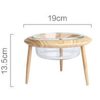 HKM-5544765 Glass UFO Pet Bowl with Oak Frame - Two Sizes: 480ML & 800ML