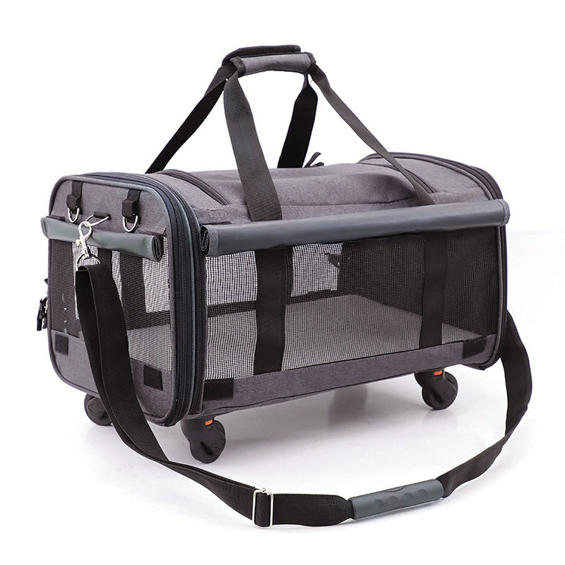 HKM-5545021 Foldable Universal Travel Cat Carrier with Padded Base and Multi-functional Pockets