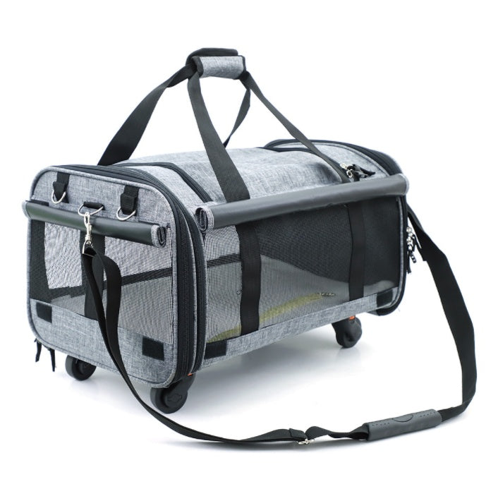 HKM-5545021 Foldable Universal Travel Cat Carrier with Padded Base and Multi-functional Pockets