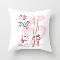 HKM-554771 Ballet Dancing Girl Pillowcase Cover in Polyester - 45x45 cm Character Design