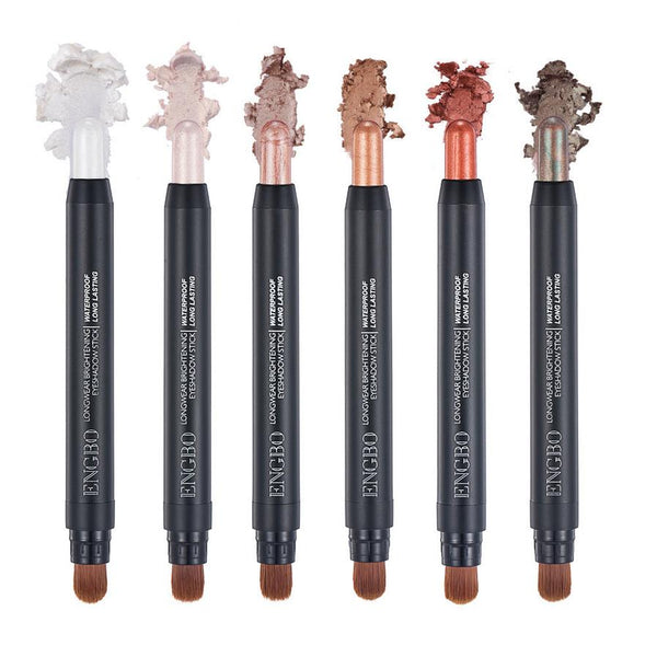 HKM-554771 Double-Ended Long-Lasting Pearlescent Eyeliner Pen Set - Universal Black Color, 6 Pieces