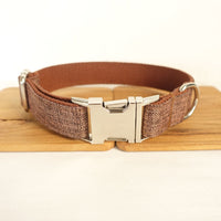 HKM-5548349 Thick Double-Layer Tear-Resistant Dog Collar and Leash Set ¨C Brown Suit for Small to Extra Large Dogs