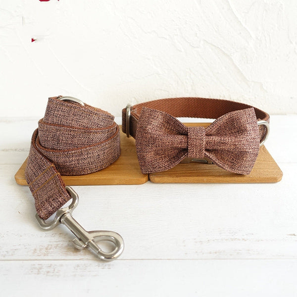 HKM-5548349 Thick Double-Layer Tear-Resistant Dog Collar and Leash Set ¨C Brown Suit for Small to Extra Large Dogs