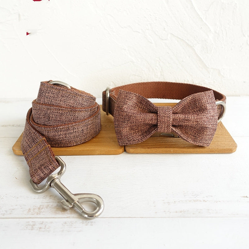 HKM-5548349 Thick Double-Layer Tear-Resistant Dog Collar and Leash Set ¨C Brown Suit for Small to Extra Large Dogs