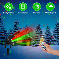HKM-554835 Outdoor Laser Projector Light - Red and Green Holiday Projector with 3 Modes, 12 Speeds, IP44 Waterproof for Christmas and Halloween Decor