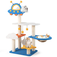 HKM-5548733 Space-Themed 49-Inch Cat Tree with UFO Perch, Sisal Scratching Posts, and Multiple Resting Areas