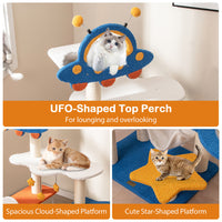 HKM-5548733 Space-Themed 49-Inch Cat Tree with UFO Perch, Sisal Scratching Posts, and Multiple Resting Areas