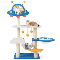 HKM-5548733 Space-Themed 49-Inch Cat Tree with UFO Perch, Sisal Scratching Posts, and Multiple Resting Areas