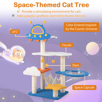 HKM-5548733 Space-Themed 49-Inch Cat Tree with UFO Perch, Sisal Scratching Posts, and Multiple Resting Areas