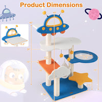 HKM-5548733 Space-Themed 49-Inch Cat Tree with UFO Perch, Sisal Scratching Posts, and Multiple Resting Areas