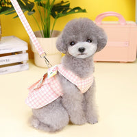 HKM-5549117 Pink and Light Green Plaid Patchwork Corset Dress for Pets