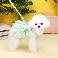 HKM-5549117 Pink and Light Green Plaid Patchwork Corset Dress for Pets