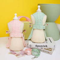 HKM-5549117 Pink and Light Green Plaid Patchwork Corset Dress for Pets