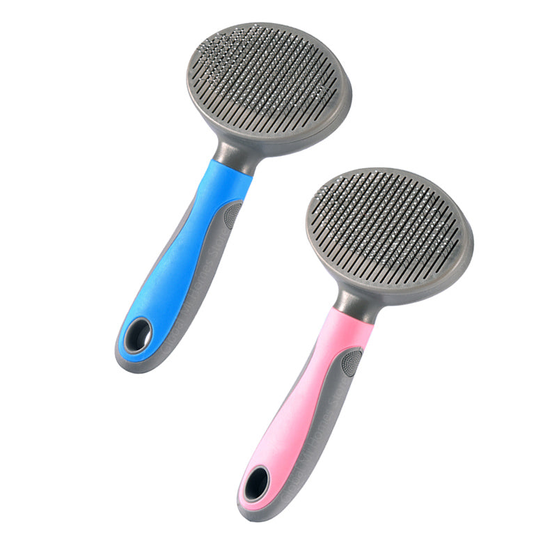 HKM-5550141 Pet Grooming Steel Needle Brush - Durable Plastic Handle in Blue and Pink