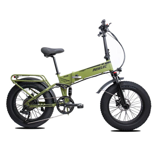 HKM-555027 PASELEC PX6 Retro Vintage Electric Off-Road Bicycle with 20" Fat Tires and 9-Speed Gears