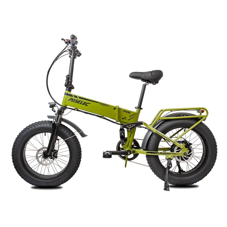 HKM-555027 PASELEC PX6 Retro Vintage Electric Off-Road Bicycle with 20" Fat Tires and 9-Speed Gears