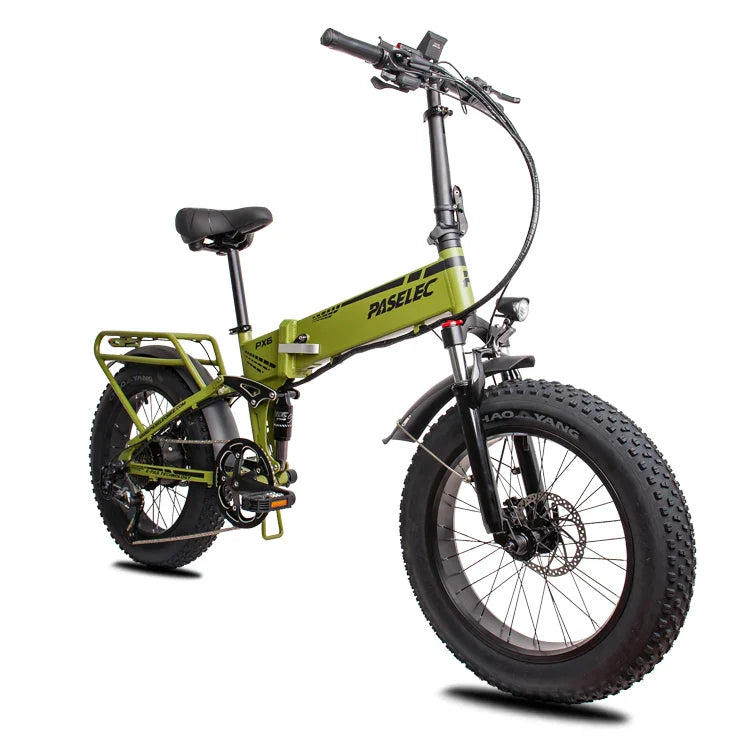 HKM-555027 PASELEC PX6 Retro Vintage Electric Off-Road Bicycle with 20" Fat Tires and 9-Speed Gears