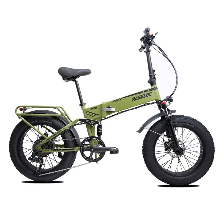 HKM-555027 PASELEC PX6 Retro Vintage Electric Off-Road Bicycle with 20" Fat Tires and 9-Speed Gears