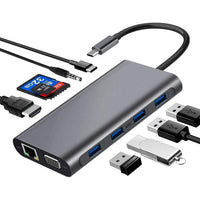 HKM-555091 11-in-1 Type-C Docking Station with HDMI and Network Card All-in-One Converter