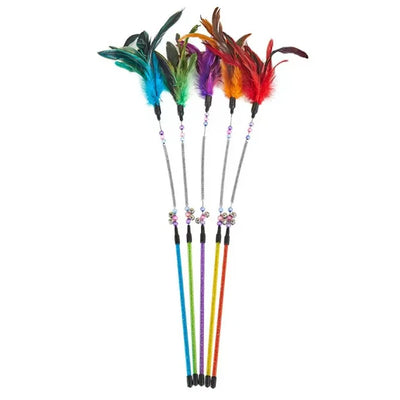 HKM-555219 Interactive 64CM Cat Wand with Premium Spring and Feather Tease, Perfect for Engaging Playtime