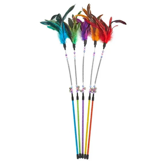 HKM-555219 Interactive 64CM Cat Wand with Premium Spring and Feather Tease, Perfect for Engaging Playtime