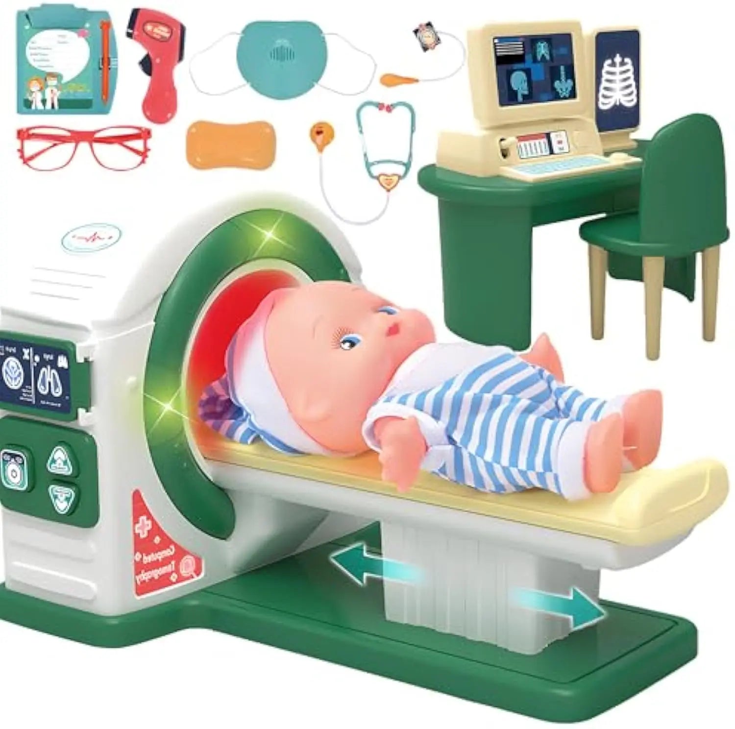 HKM-555219 Kids Doctor Playset with Toy Stethoscope and Medical Tools for Pretend Play Ages 5 and Up