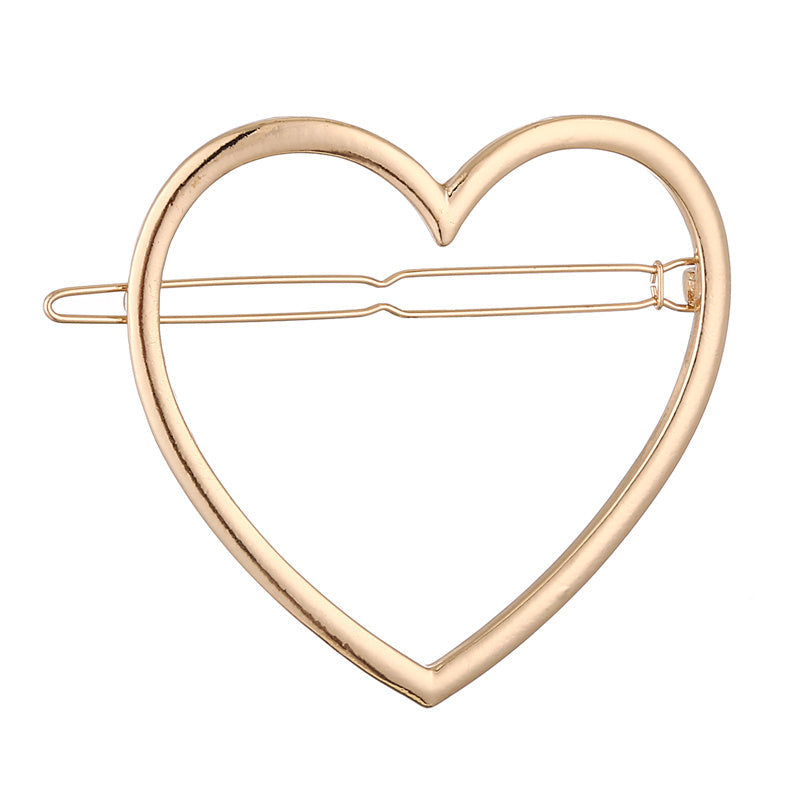 HKM-555283 Elegant Hairpin for Women - Stylish Bangs Side Clip in Gold and Silver Designs, Available in Triangle and Round Shapes