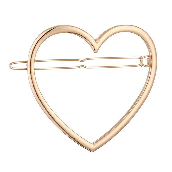 HKM-555283 Elegant Hairpin for Women - Stylish Bangs Side Clip in Gold and Silver Designs, Available in Triangle and Round Shapes