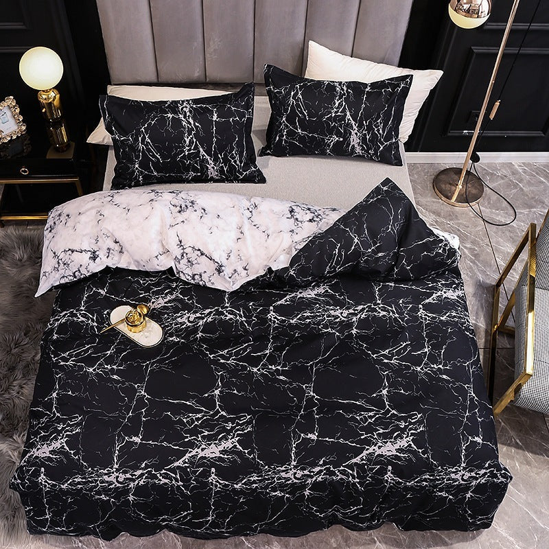 HKM-555475 Reactive Printing and Dyeing Brushed Home Textiles Three-Piece Quilt Cover Set - 1.8m Bed Size