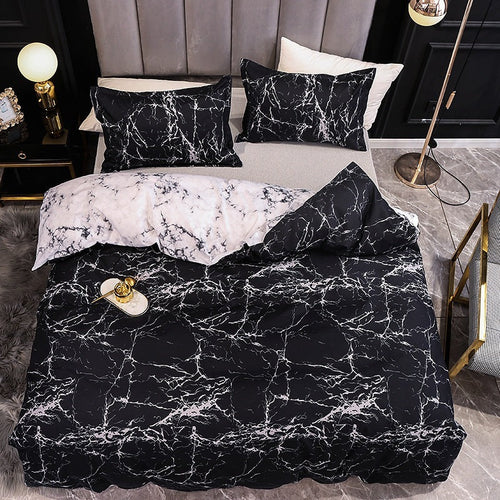 HKM-555475 Reactive Printing and Dyeing Brushed Home Textiles Three-Piece Quilt Cover Set - 1.8m Bed Size