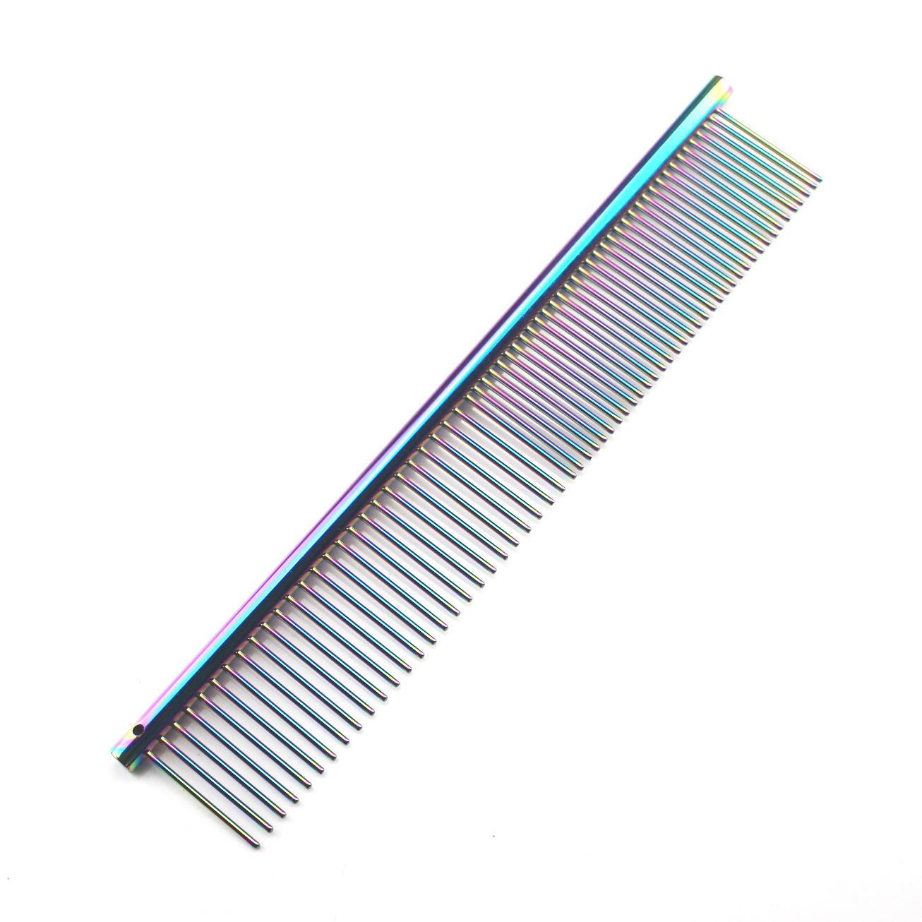 HKM-5555901 Stainless Steel Medium Pet Comb with Electroplated Color Options and Piano Lacquer Finishes