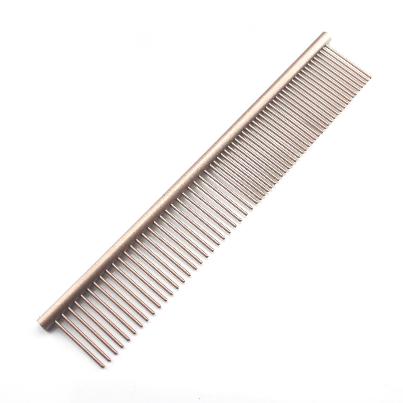 HKM-5555901 Stainless Steel Medium Pet Comb with Electroplated Color Options and Piano Lacquer Finishes