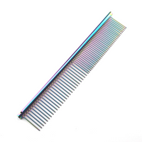 HKM-5555901 Stainless Steel Medium Pet Comb with Electroplated Color Options and Piano Lacquer Finishes