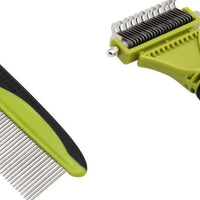 HKM-555603 Double-Sided Pet Knot Comb for Cats and Dogs - TPR/PP/Stainless Steel Cleaning Tool