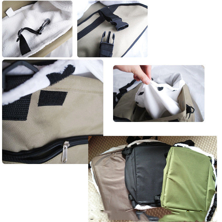 HKM-5556541 Waterproof Double Padded Pet Car Bag - Green Canvas Travel Carrier