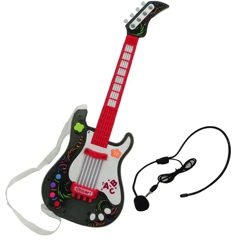 HKM-555667 Kids Electric Musical Guitar Toy with Lights and Sounds - Purple - Educational Musical Instrument for Ages 5-13